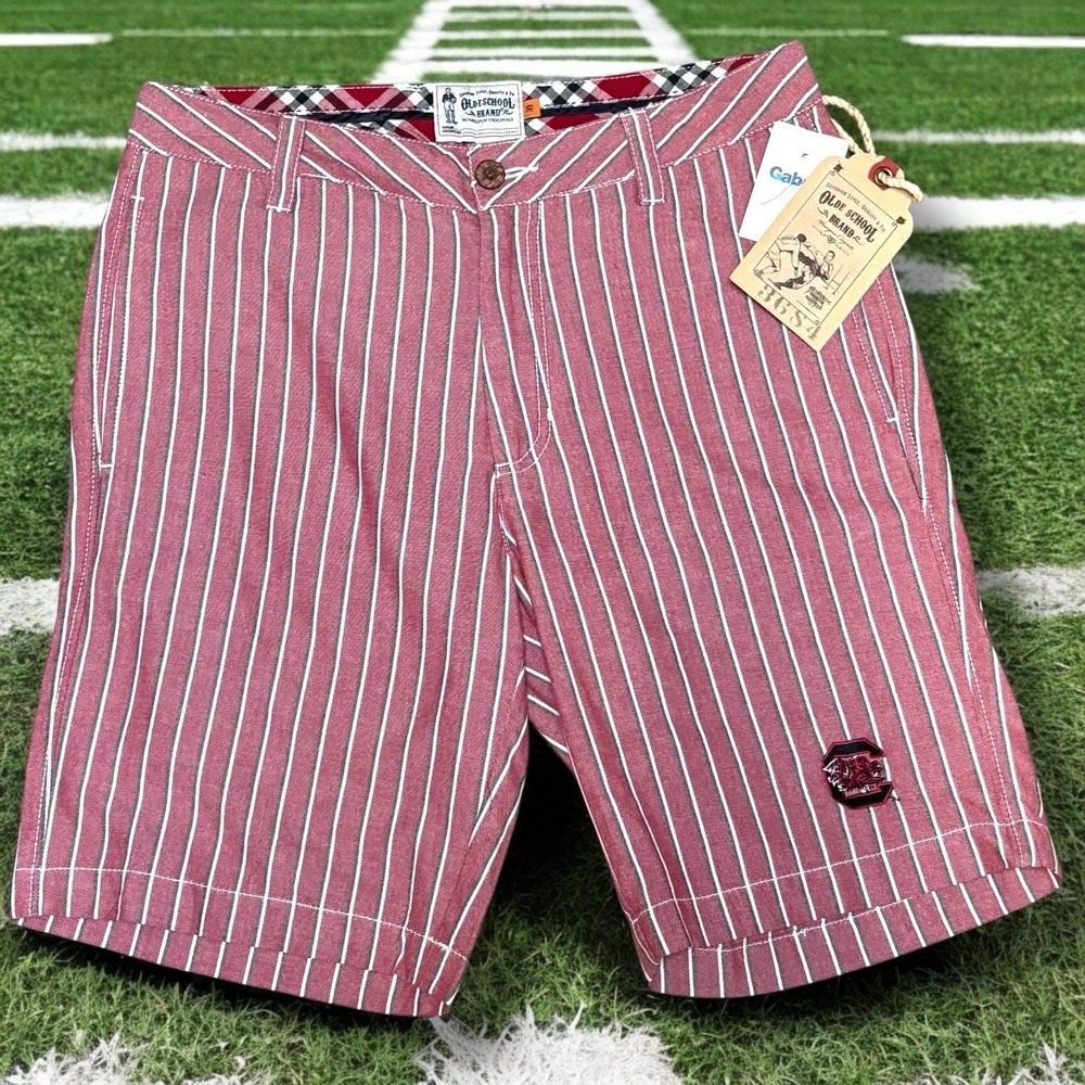 NWT Mens Old School Brand Shorts SC Gamecocks Faded  Red Black Stripes‎